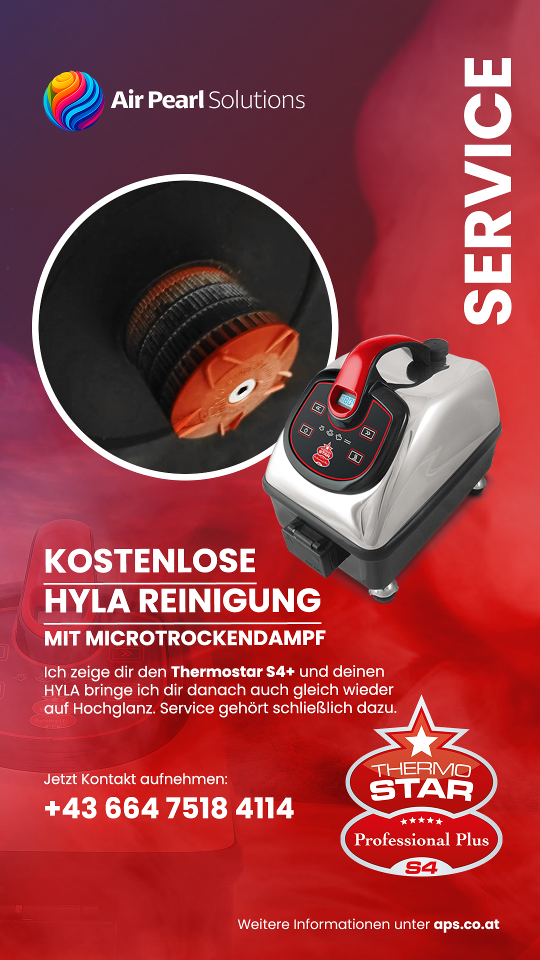 Medicleantec,
Reinigung einer Sauna mit Trockendampf für hygienische und rückstandsfreie Sauberkeit,
Thermostar